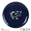 Простой глазурь Шелковый экран Cute Cow Dinner Plate